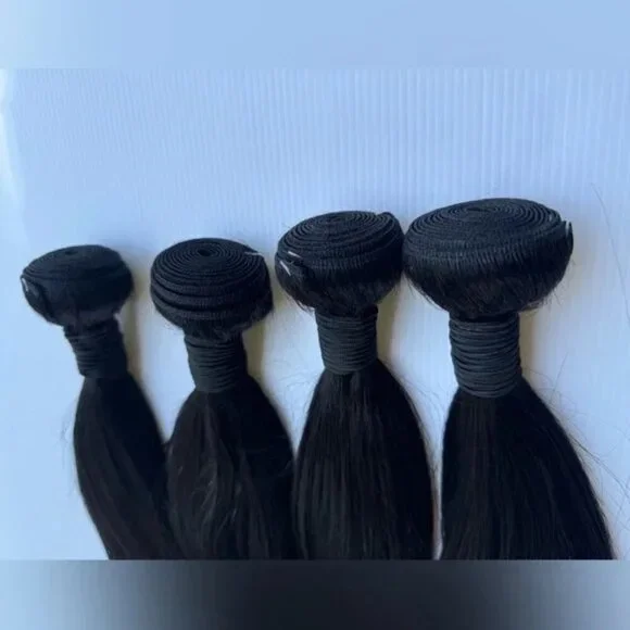 Human hair Blend Bundles Lot in Black Straight Hair 16 in + 18 In | 4 Pcs Lot! - Picture 3 of 8
